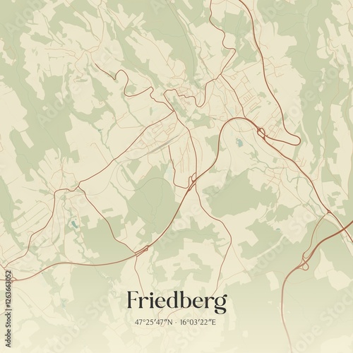 Obraz na płótnie Vintage map of Friedberg, Austria. w salonie
