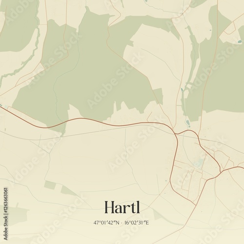 Obraz na płótnie Vintage map of Hartl, Austria. w salonie