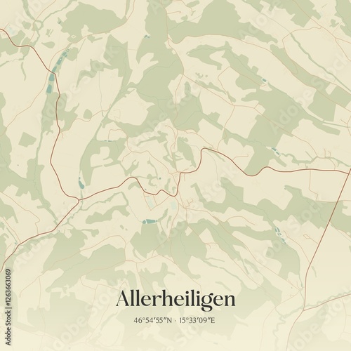 Obraz na płótnie Vintage map of Allerheiligen, Austria. w salonie
