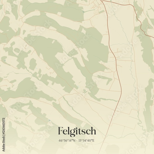 Vintage map of Felgitsch, Austria.