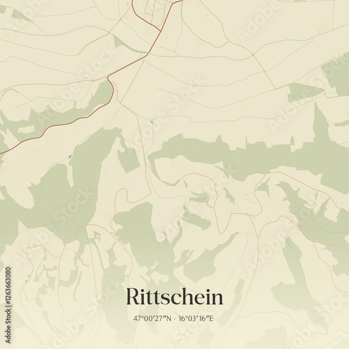 Obraz na płótnie Vintage map of Rittschein, Austria. w salonie