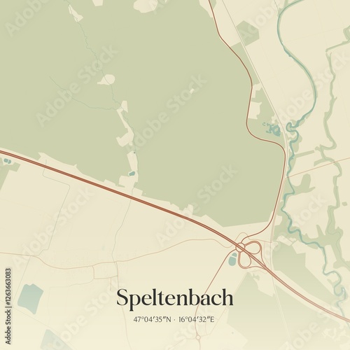Obraz na płótnie Vintage map of Speltenbach, Austria. w salonie