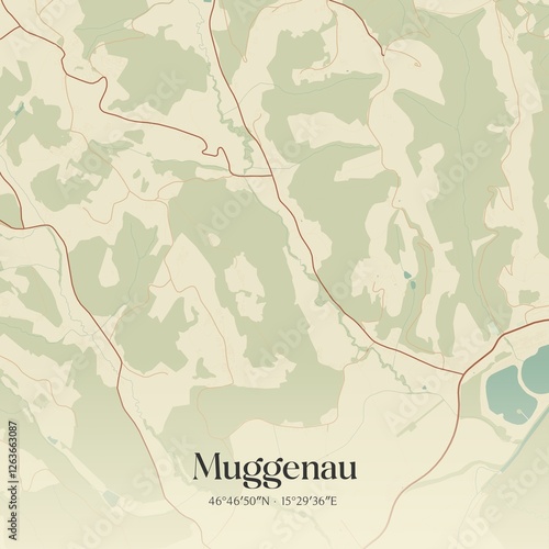 Obraz na płótnie Vintage map of Muggenau, Austria. w salonie