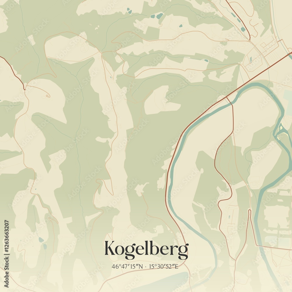 Vintage map of Kogelberg, Austria.