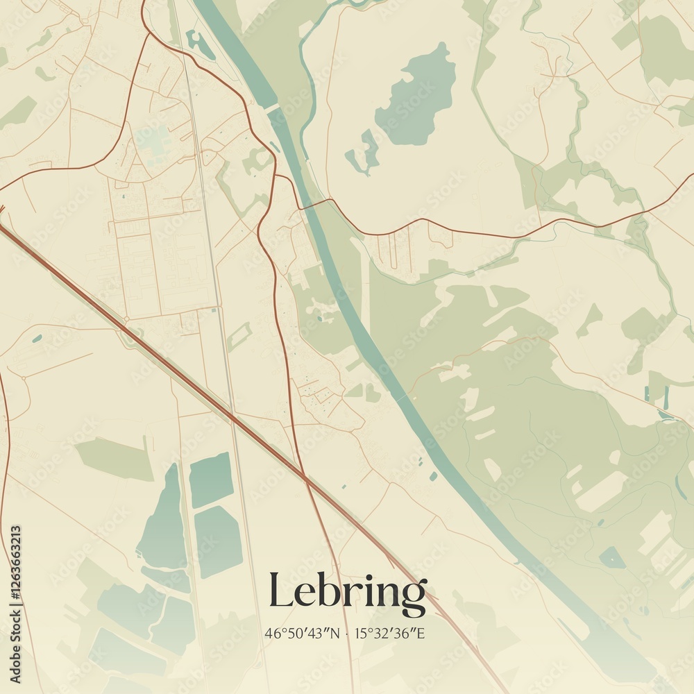 Vintage map of Lebring, Austria.