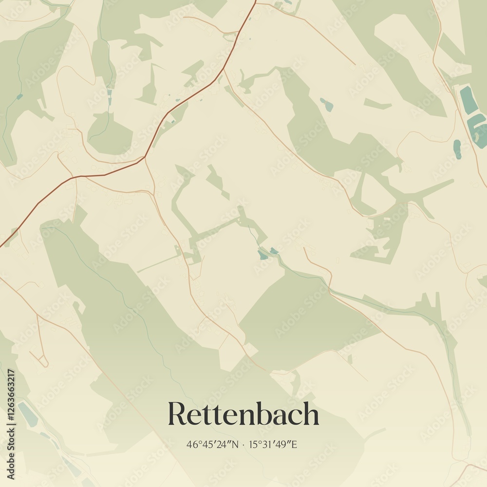 Vintage map of Rettenbach, Austria.