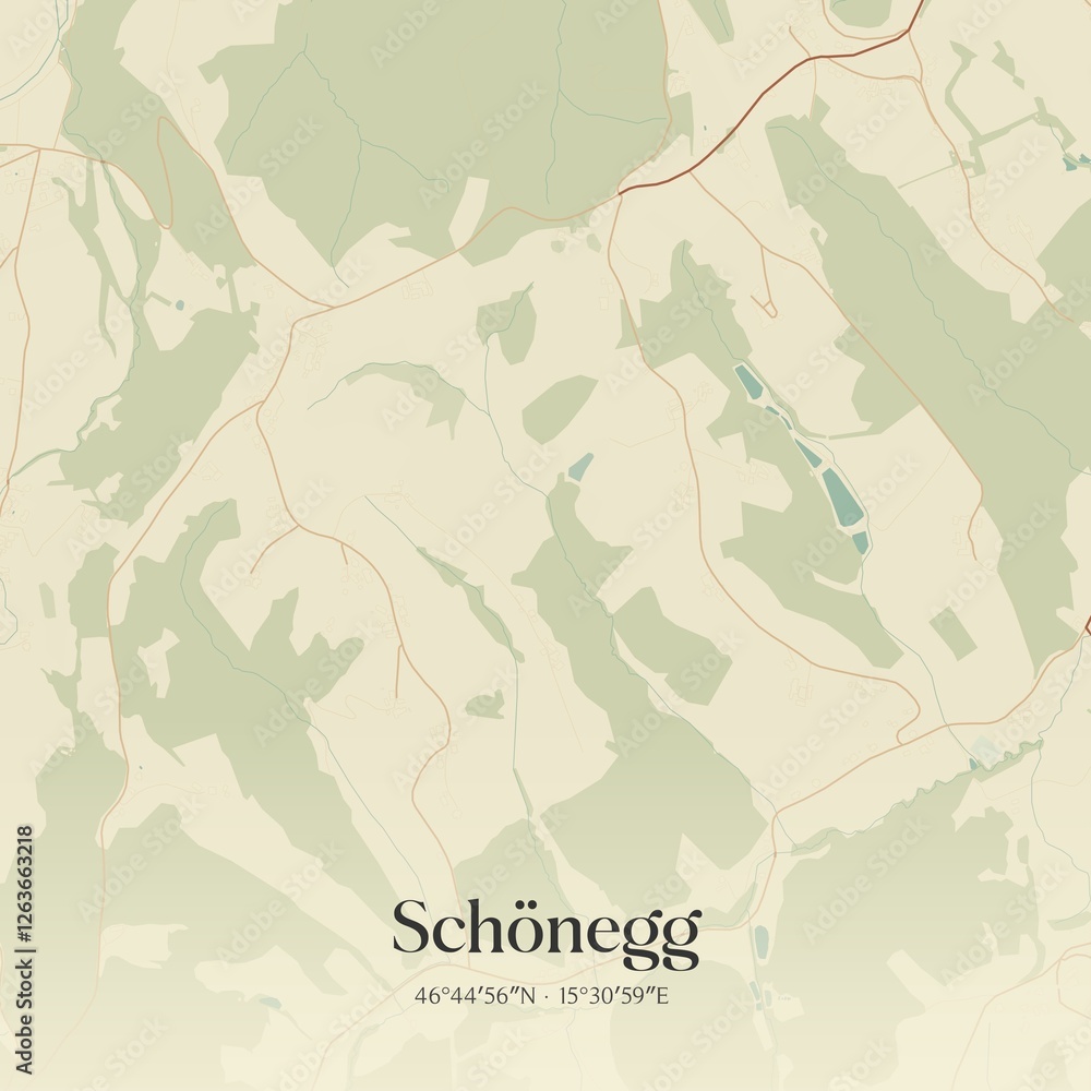 Vintage map of Schönegg, Austria.