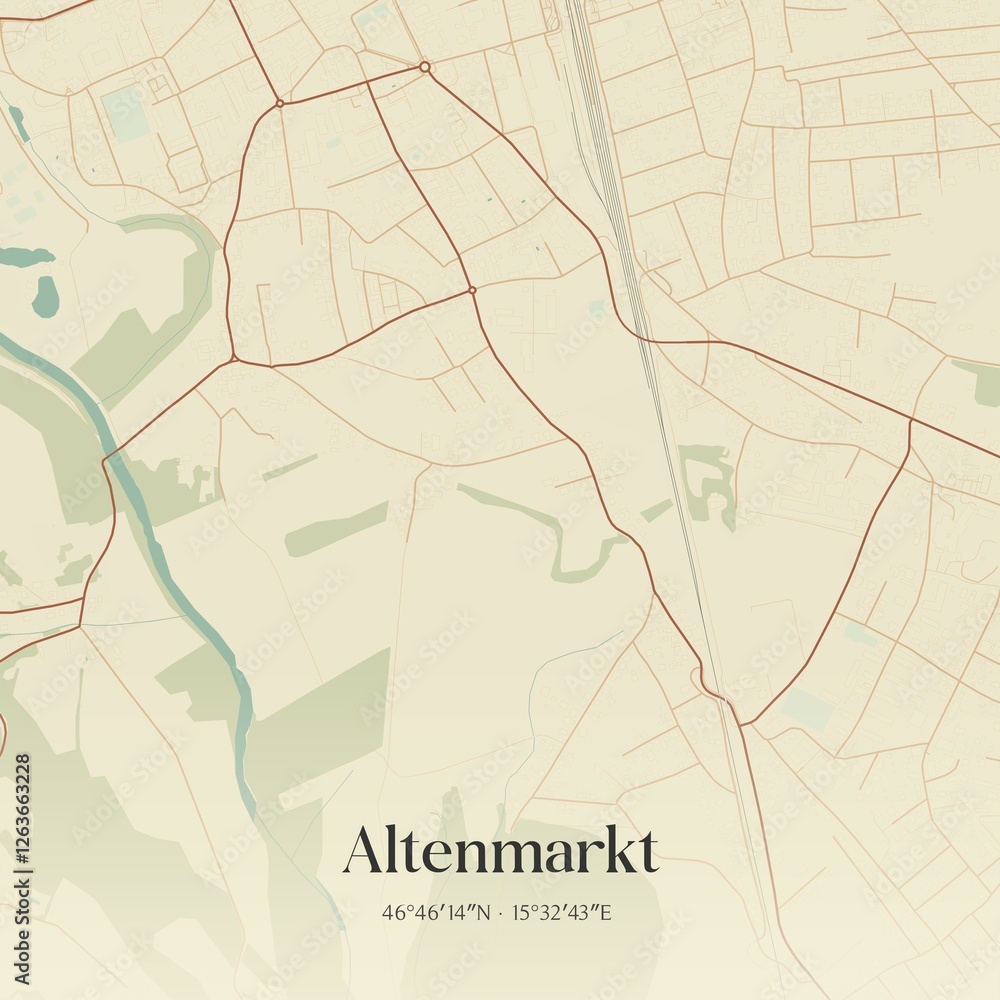 Vintage map of Altenmarkt, Austria.