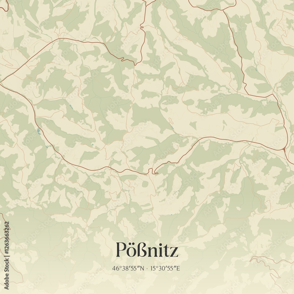 Vintage map of Pößnitz, Austria.
