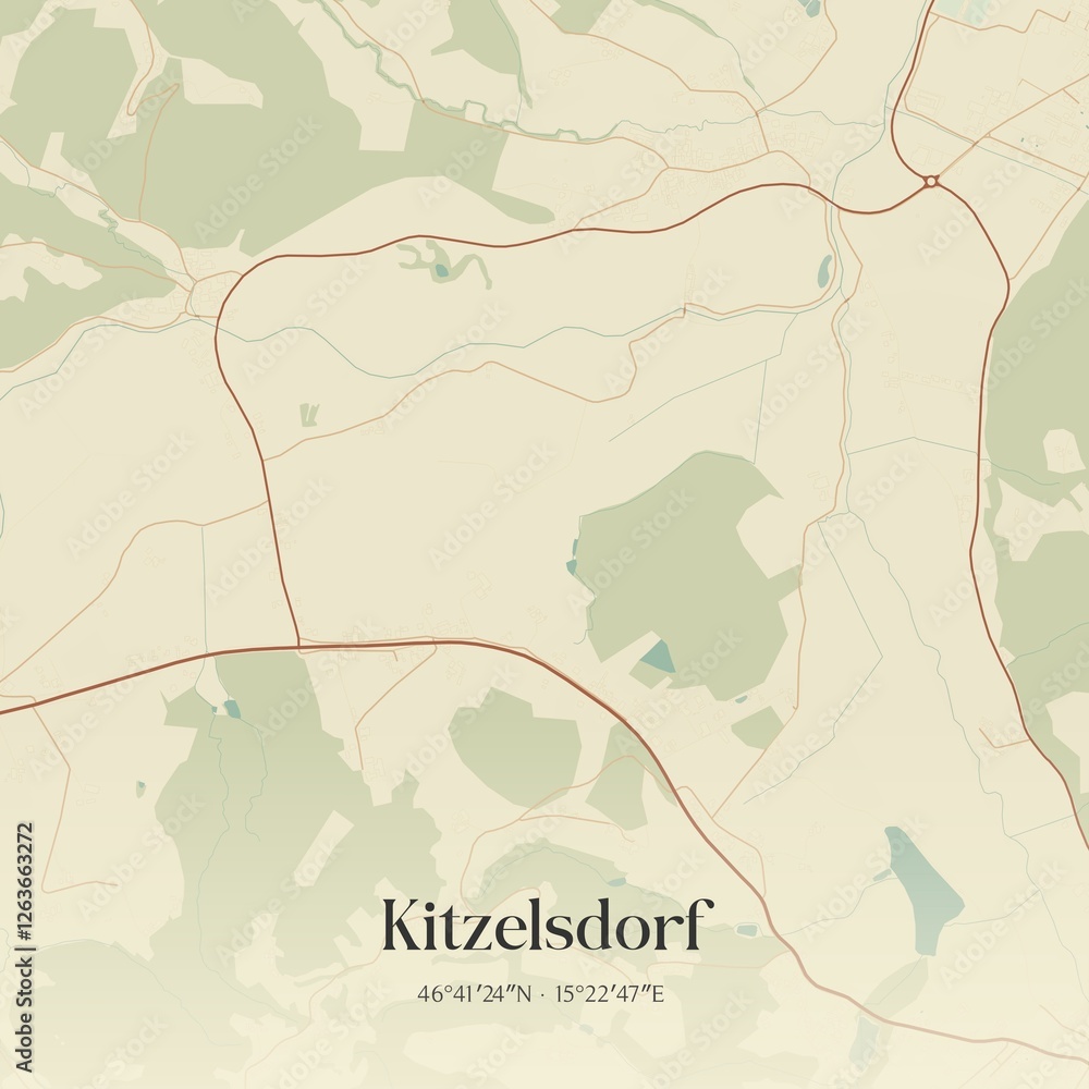 Vintage map of Kitzelsdorf, Austria.