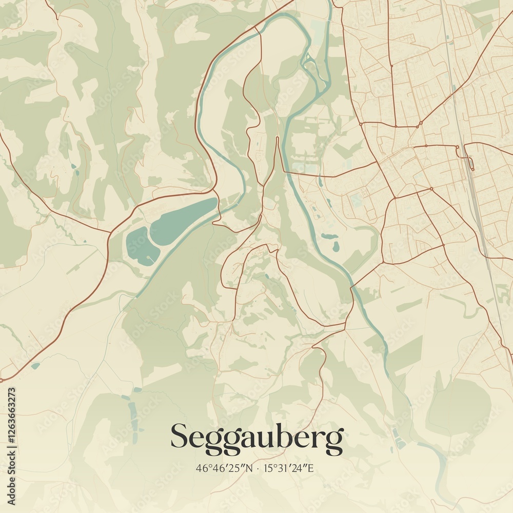 Vintage map of Seggauberg, Austria.