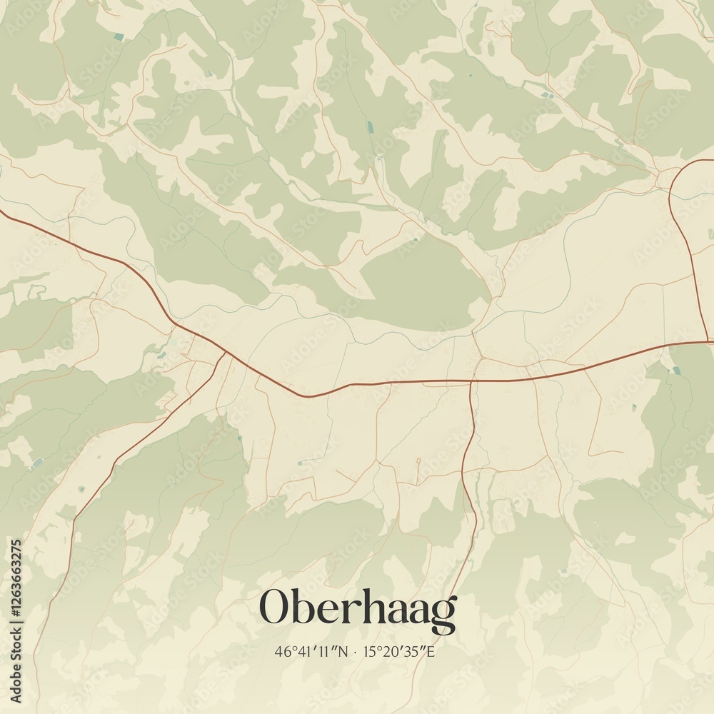 Vintage map of Oberhaag, Austria.