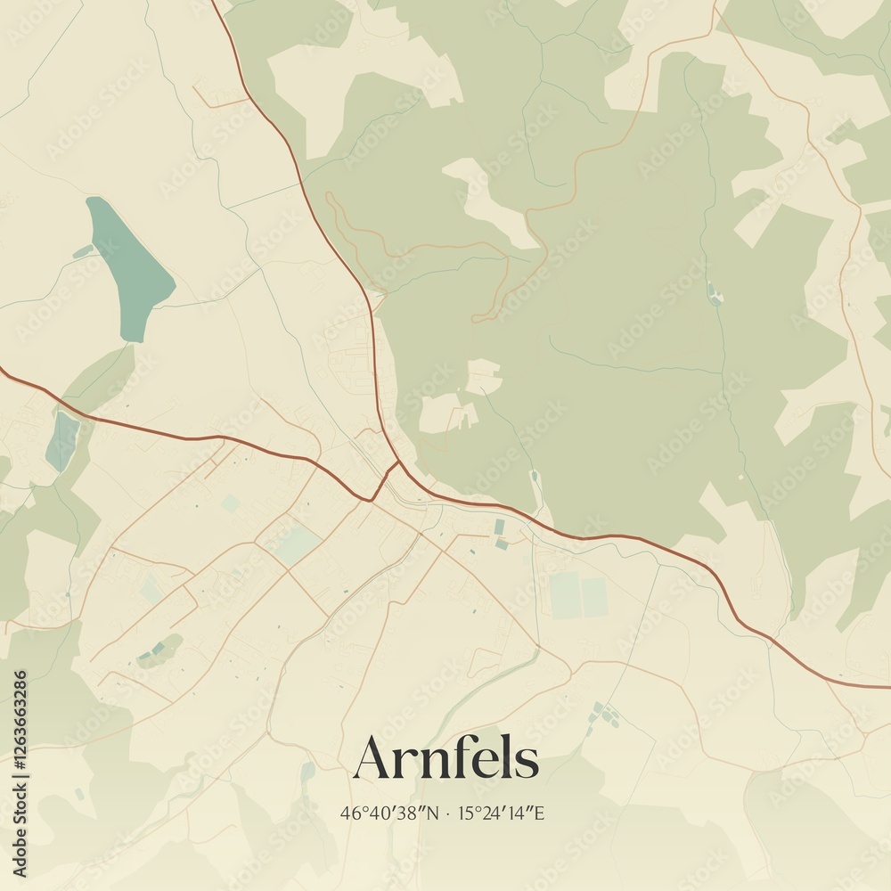 Vintage map of Arnfels, Austria.