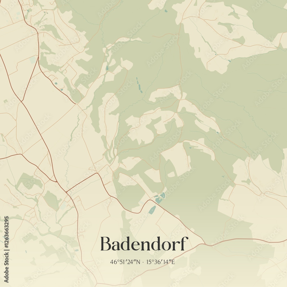 Vintage map of Badendorf, Austria.