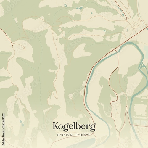 Obraz na płótnie Vintage map of Kogelberg, Austria. w salonie
