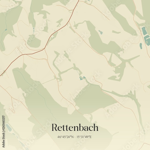 Obraz na płótnie Vintage map of Rettenbach, Austria. w salonie