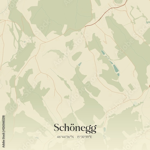 Obraz na płótnie Vintage map of Schönegg, Austria. w salonie