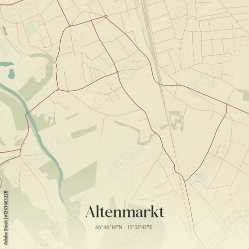 Obraz na płótnie Vintage map of Altenmarkt, Austria. w salonie
