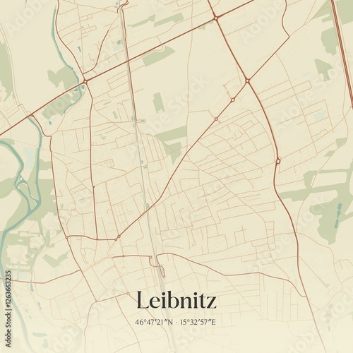 Obraz na płótnie Vintage map of Leibnitz, Austria. w salonie