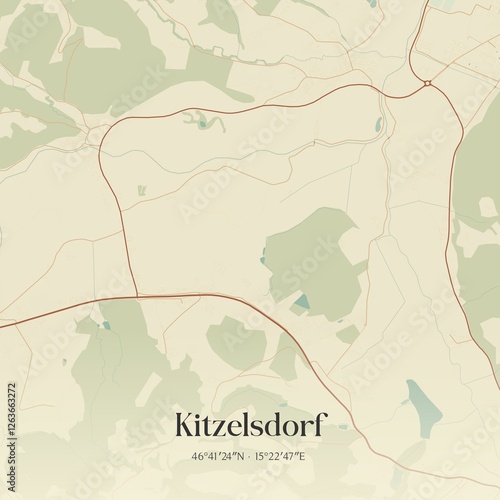 Obraz na płótnie Vintage map of Kitzelsdorf, Austria. w salonie