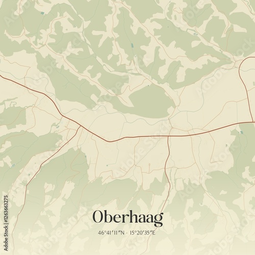 Obraz na płótnie Vintage map of Oberhaag, Austria. w salonie