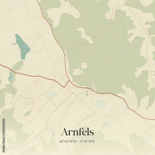 Obraz na płótnie Vintage map of Arnfels, Austria. w salonie