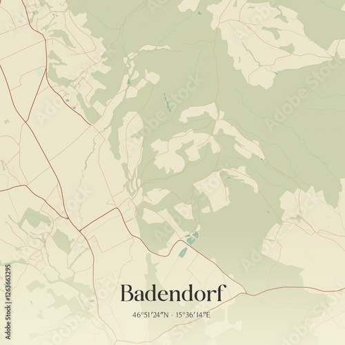 Obraz na płótnie Vintage map of Badendorf, Austria. w salonie