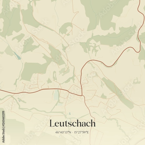 Obraz na płótnie Vintage map of Leutschach, Austria. w salonie