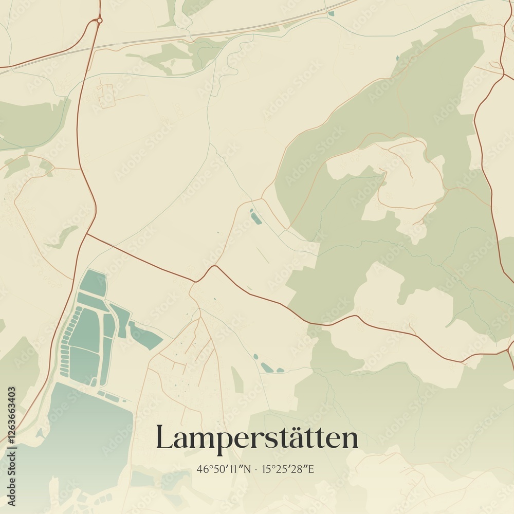 Vintage map of Lamperstätten, Austria.