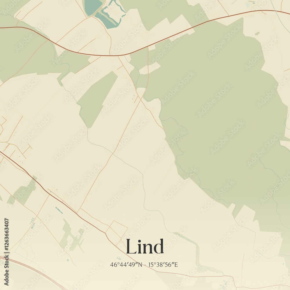 Vintage map of Lind, Austria.