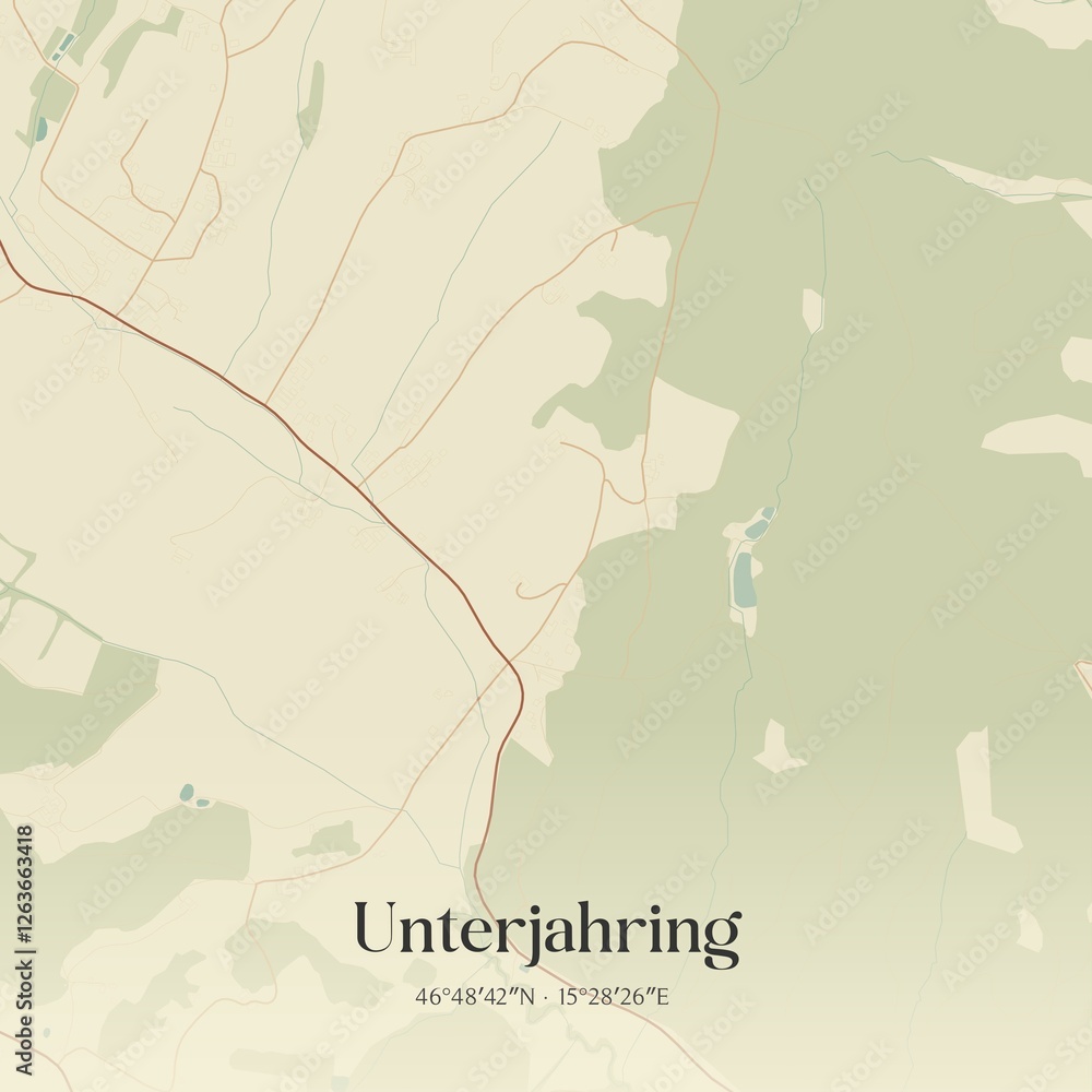 Vintage map of Unterjahring, Austria.