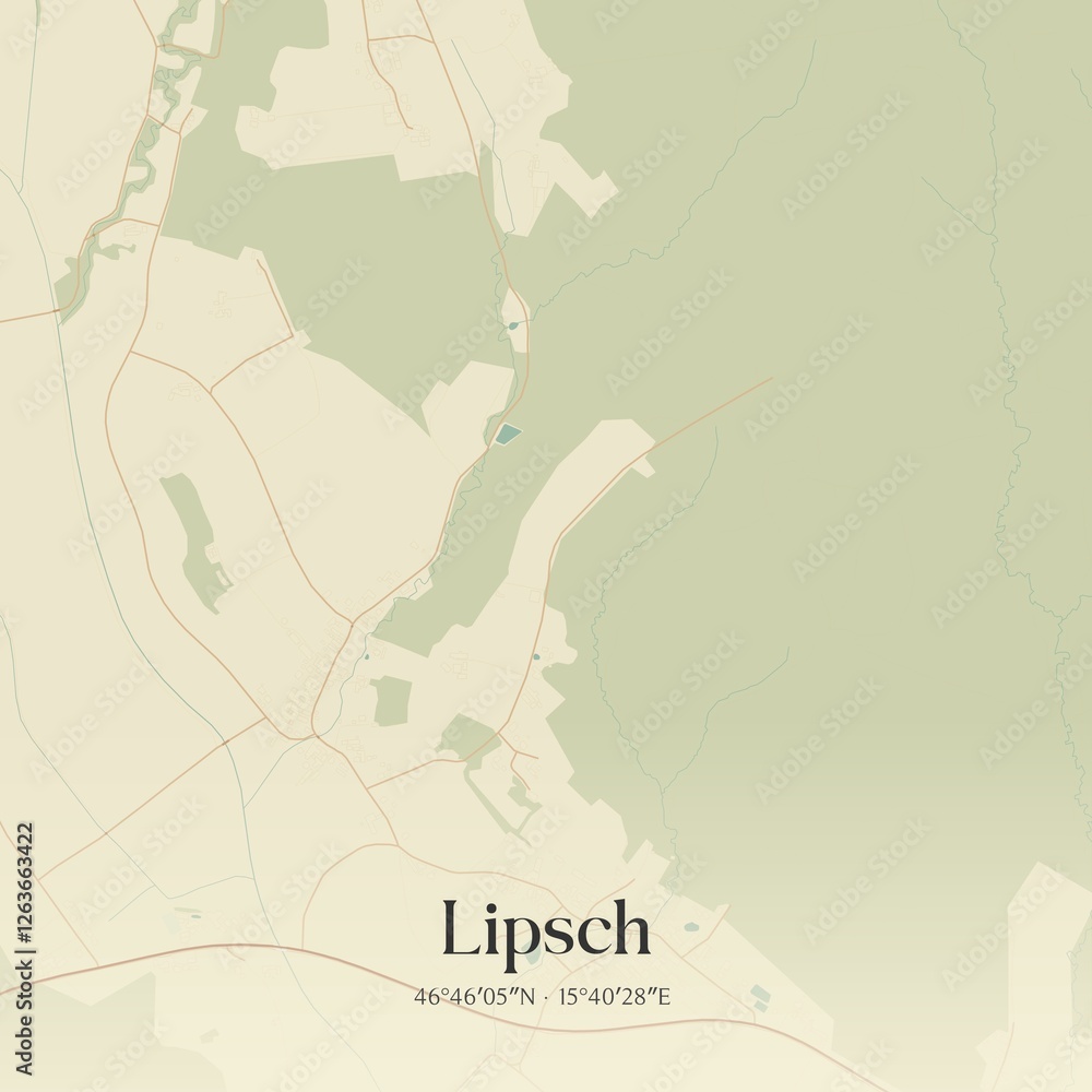 Vintage map of Lipsch, Austria.