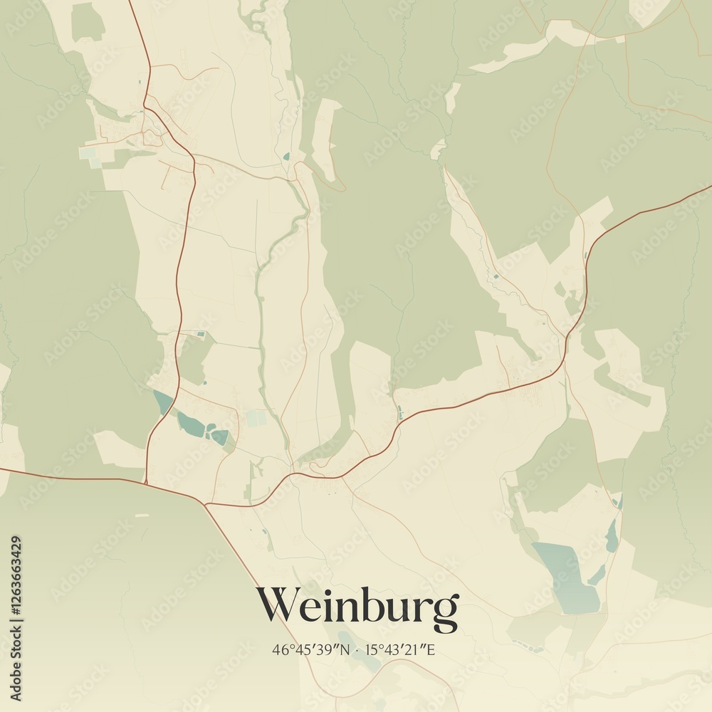 Vintage map of Weinburg, Austria.