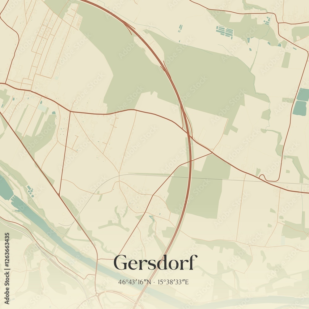 Vintage map of Gersdorf, Austria.