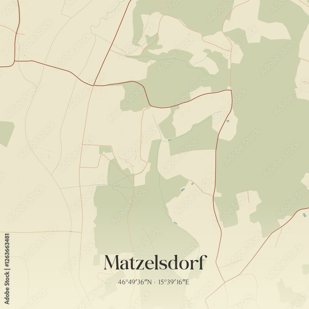 Vintage map of Matzelsdorf, Austria.