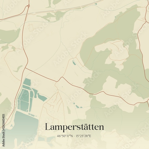 Obraz na płótnie Vintage map of Lamperstätten, Austria. w salonie