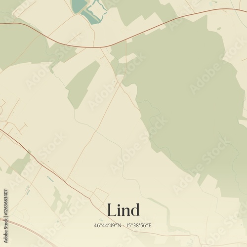Obraz na płótnie Vintage map of Lind, Austria. w salonie