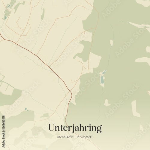 Obraz na płótnie Vintage map of Unterjahring, Austria. w salonie