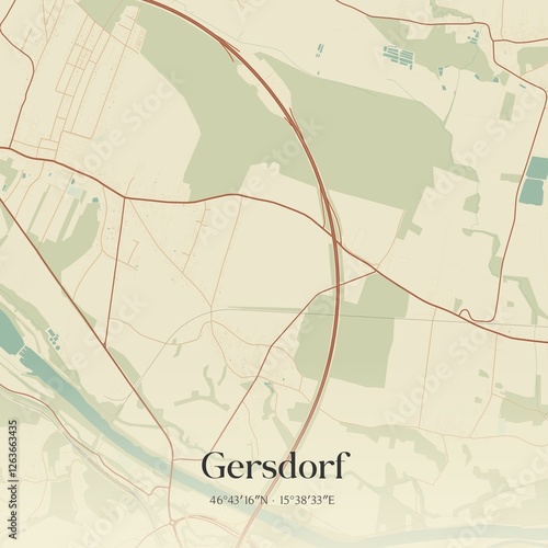 Vintage map of Gersdorf, Austria.