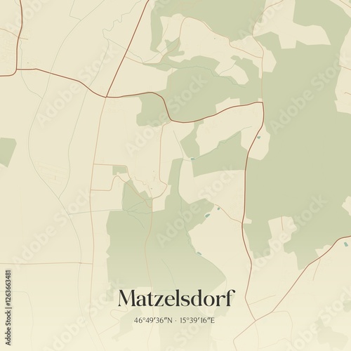 Obraz na płótnie Vintage map of Matzelsdorf, Austria. w salonie