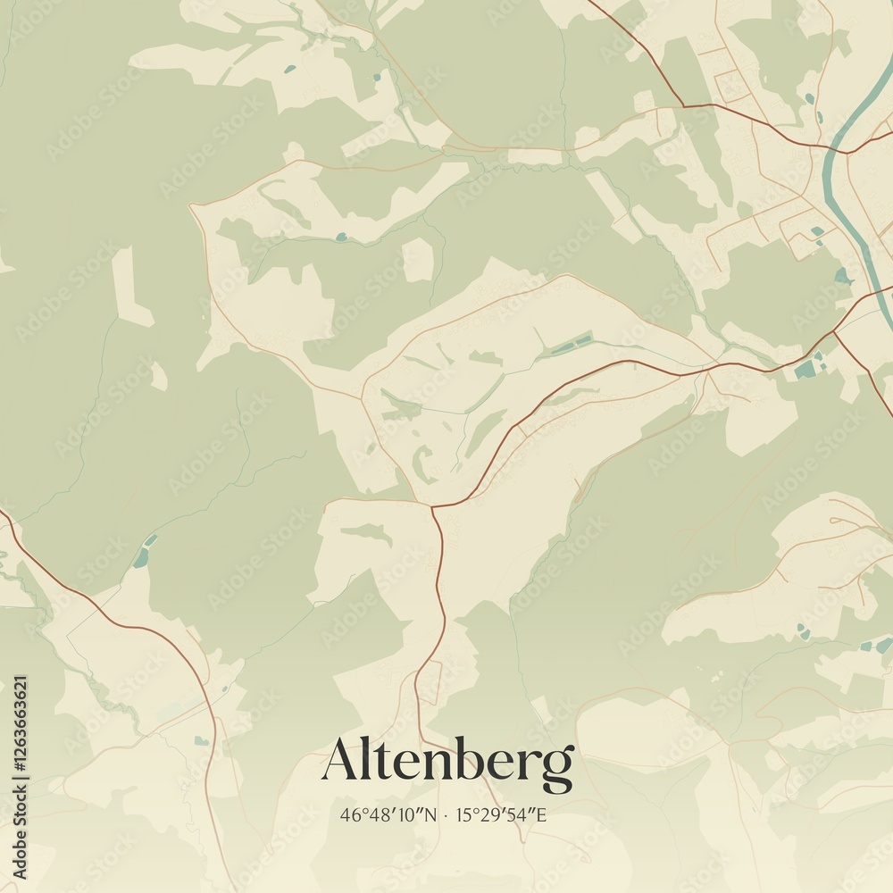Vintage map of Altenberg, Austria.