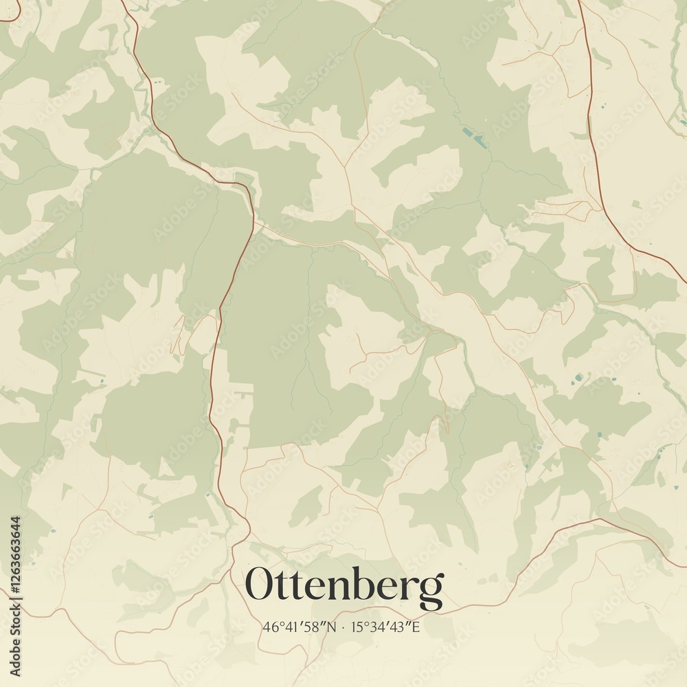 Vintage map of Ottenberg, Austria.