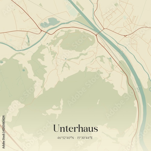 Obraz na płótnie Vintage map of Unterhaus, Austria. w salonie