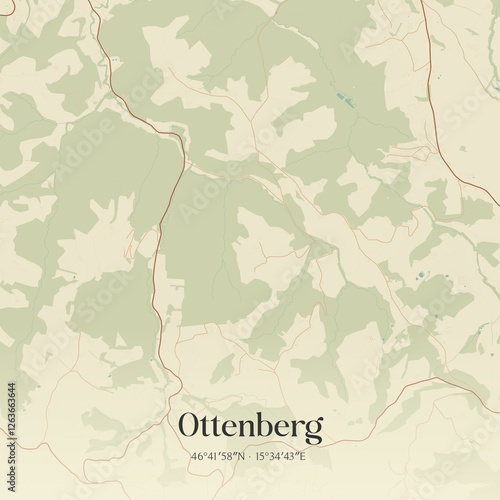 Obraz na płótnie Vintage map of Ottenberg, Austria. w salonie