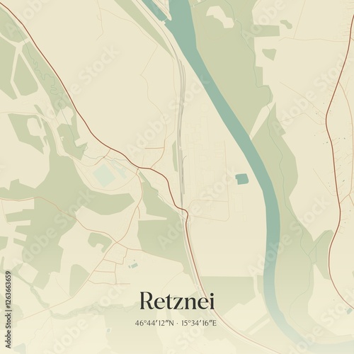 Obraz na płótnie Vintage map of Retznei, Austria. w salonie