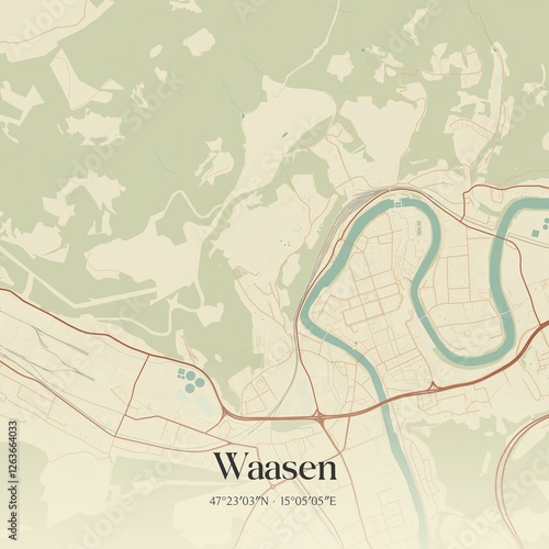 Obraz na płótnie Vintage map of Waasen, Austria. w salonie