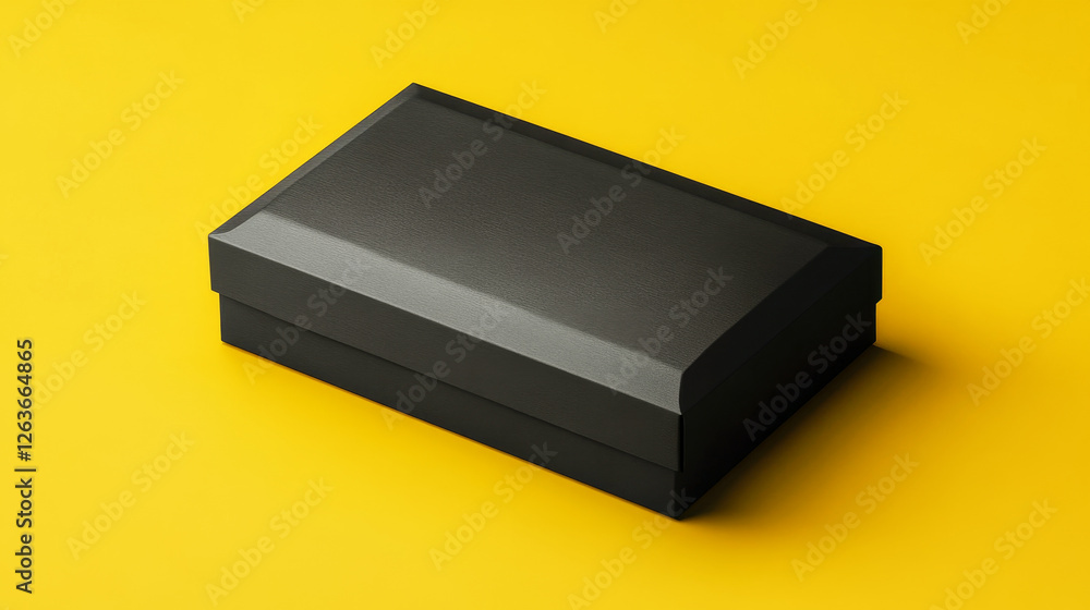 This black rectangular box mockup features a sleek, minimalist design with soft shadows This black rectangular box mockup features a sleek, minimalist design with soft shadows