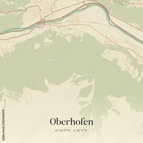 Obraz na płótnie Vintage map of Oberhofen, Austria. w salonie