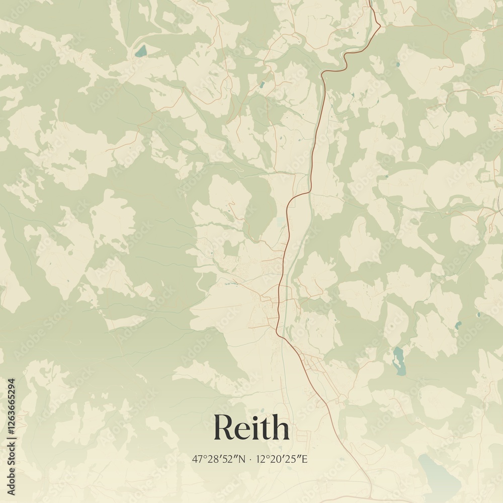 Fototapeta premium Vintage map of Reith, Austria.
