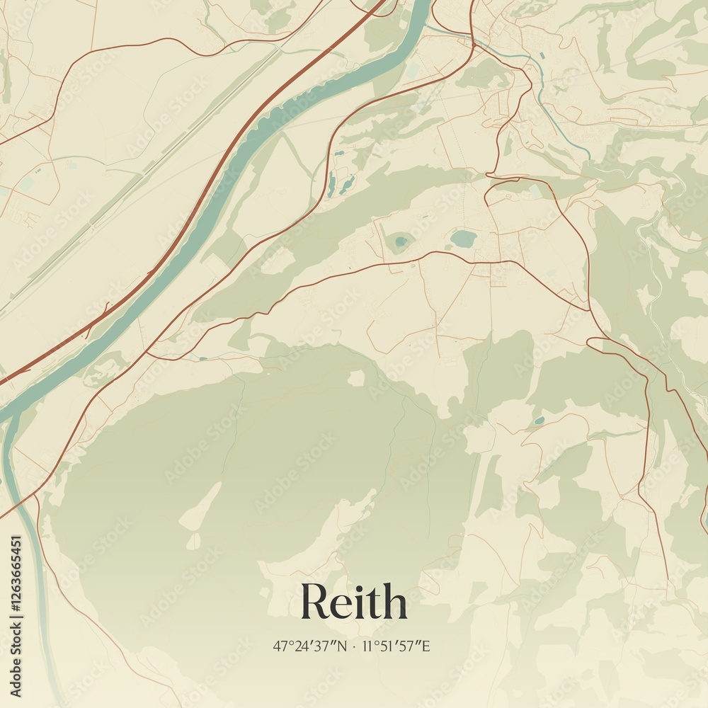 Fototapeta premium Vintage map of Reith, Austria.